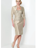 Champagne Taffeta Lace Latest Mother Dress With Jacket
